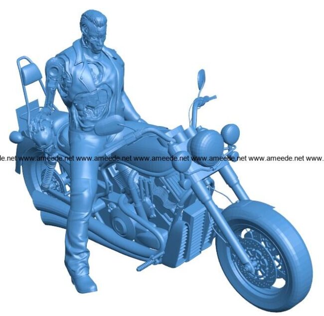 Terminator on Bike B004087 file stl free download 3D Model for CNC and 3d printer