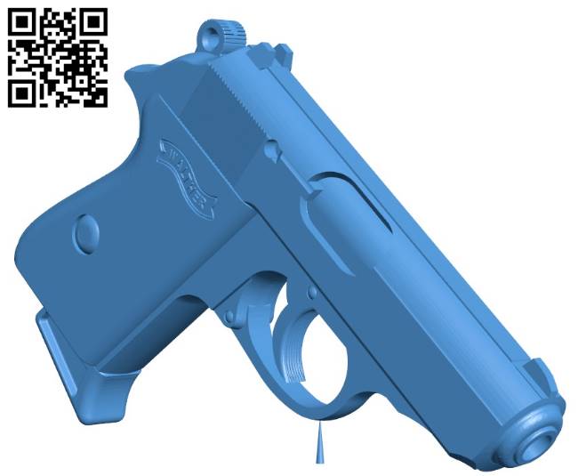 Walther PPK Gun B004201 file stl free download 3D Model for CNC and 3d printer