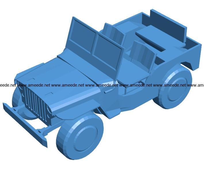 Willys jeep car B004092 file stl free download 3D Model for CNC and 3d printer