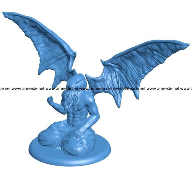 Winged Cthulhu B003944 file stl free download 3D Model for CNC and 3d printer
