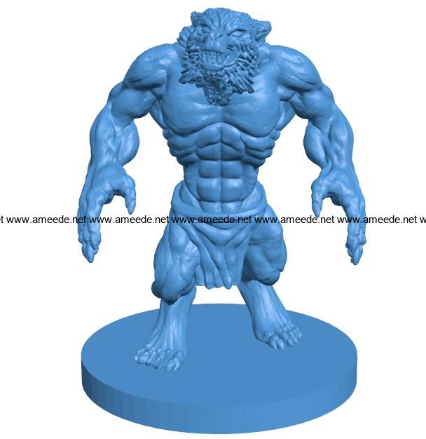 Wolf man B003953 file stl free download 3D Model for CNC and 3d printer