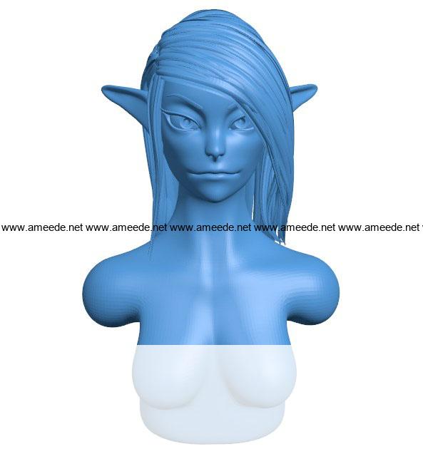 Women Elf cartoon B004012 file stl free download 3D Model for CNC and 3d printer