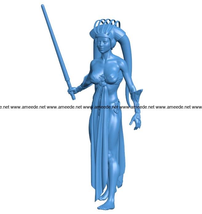Women Jedi Master Aayla Secura B003939 file stl free download 3D Model for CNC and 3d printer
