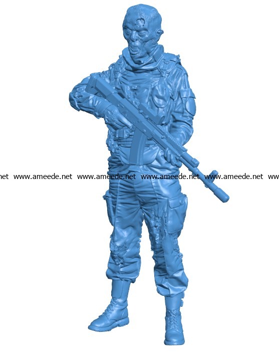 Zombie Soldier B003882 file stl free download 3D Model for CNC and 3d printer