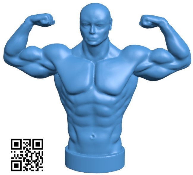 Bodybuilder Portrait B004803 file stl free download 3D Model for CNC and 3d printe
