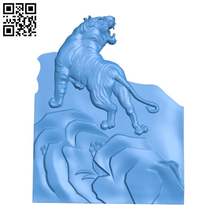 Painting Tiger on the cliff A003463 wood carving file stl for Artcam and Aspire free art 3d model download for CNC