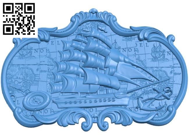 Panel Sailboat Map A003332 wood carving file stl for Artcam and Aspire jdpaint free vector art 3d model download for CNC