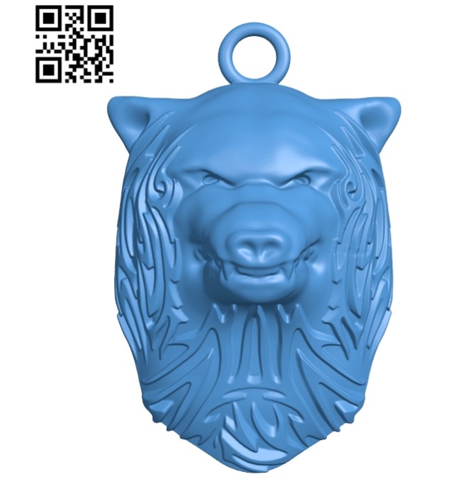 Pendant wolf head A003382 wood carving file stl for Artcam and Aspire free art 3d model download for CNC