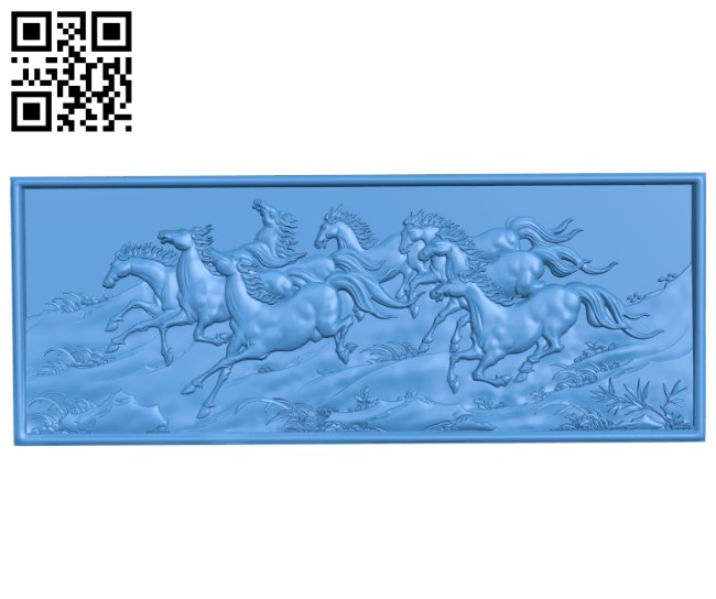 Picture of the eight horses A003389 wood carving file stl for Artcam and Aspire free art 3d model download for CNC