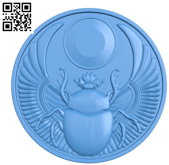 Scarab medallion A003414 wood carving file stl for Artcam and Aspire free art 3d model download for CNC