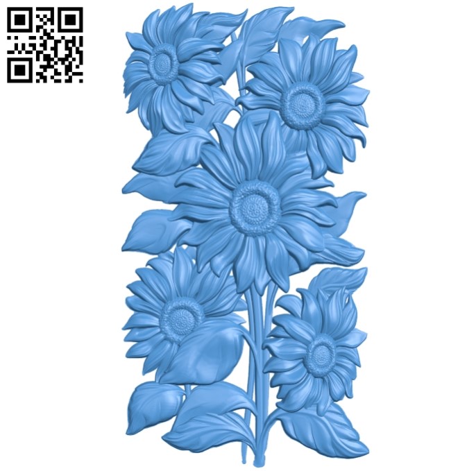 Sunflowers A003408 wood carving file stl for Artcam and Aspire free art 3d model download for CNC
