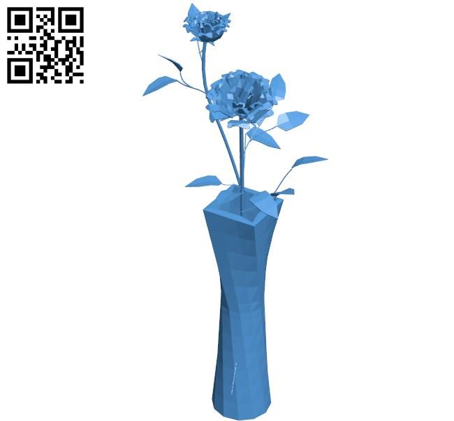 The vase of roses B004557 file stl free download 3D Model for CNC and 3d printer