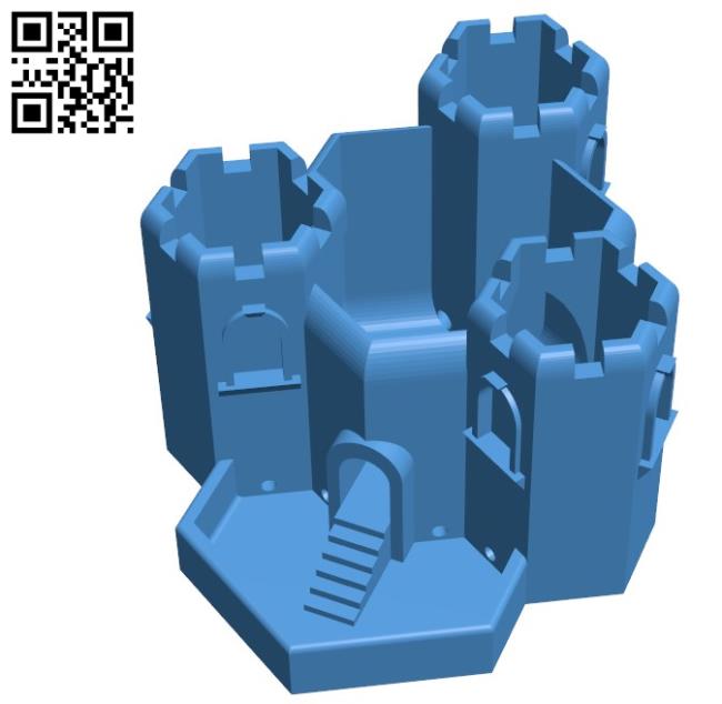 Three Tower Castle House B004489 file stl free download 3D Model for CNC and 3d printer