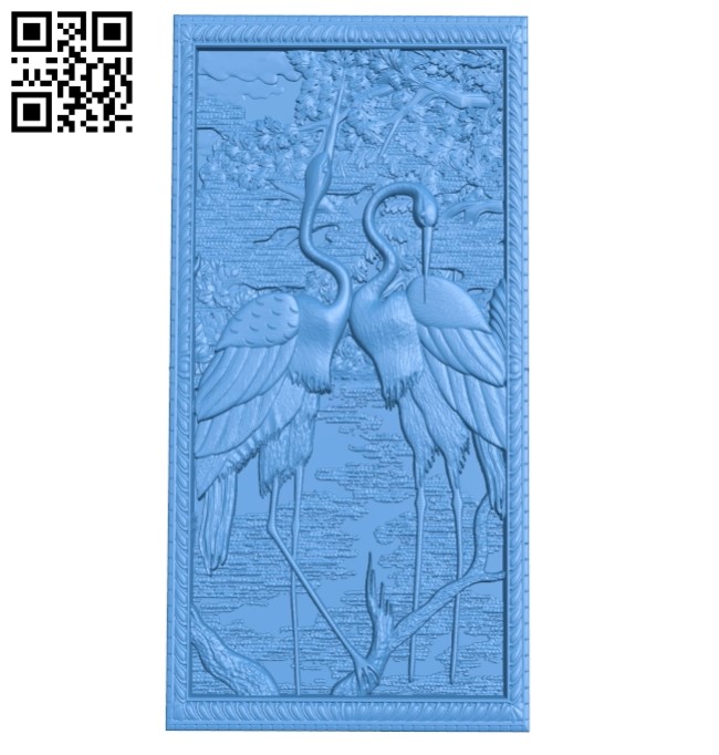 A picture of two cranes A003808 wood carving file stl free 3d model download for CNC