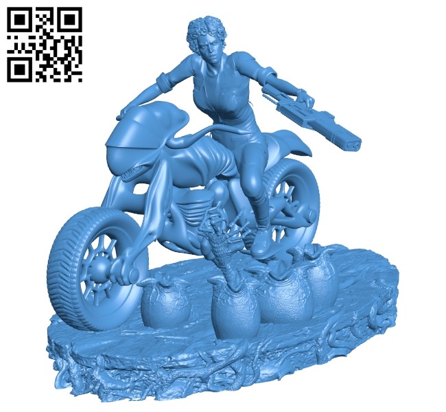 Alien with Biker B004881 file stl free download 3D Model for CNC and 3d printer