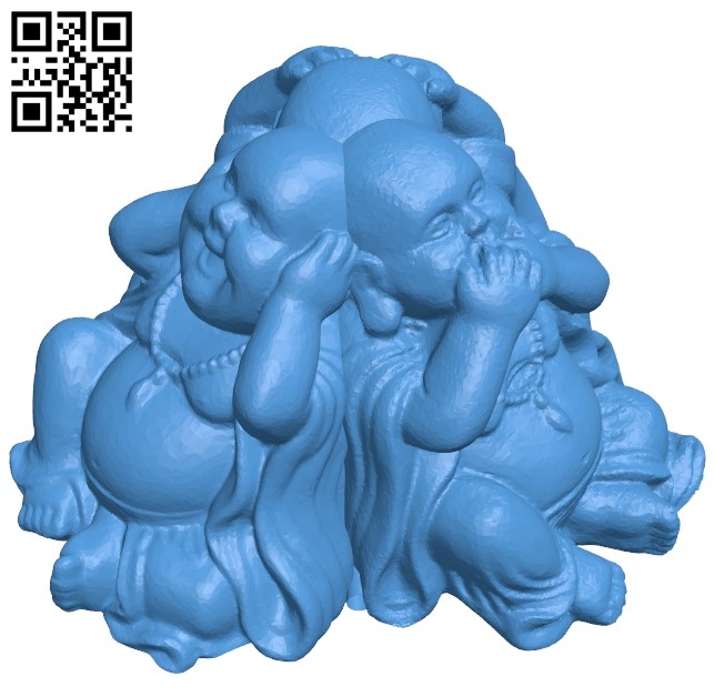 Buddha Hear see speak no evil 3 B005197 file stl free download 3D Model for CNC and 3d printer