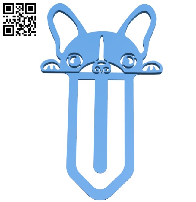 Cute bulldog bookmark B004971 file stl free download 3D Model for CNC and 3d printer