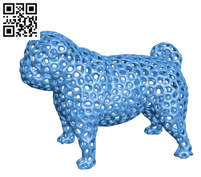 Dog pug voronoi B004955 file stl free download 3D Model for CNC and 3d printer