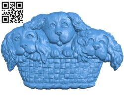 Dog spaniels in a basket A003818 wood carving file stl free 3d model download for CNC
