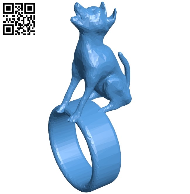 Howling wolf ring B005006 file stl free download 3D Model for CNC and 3d printer
