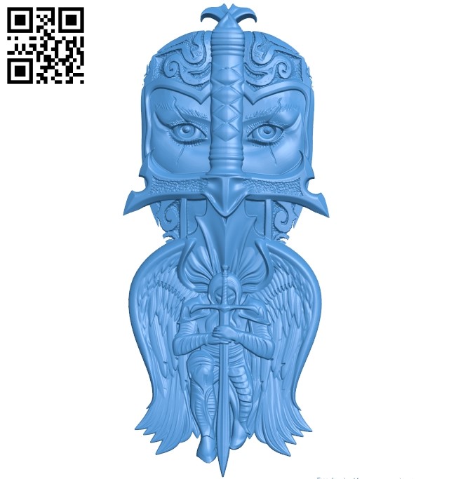 Knight and strange face A003730 wood carving file stl for Artcam and Aspire free art 3d model download for CNC