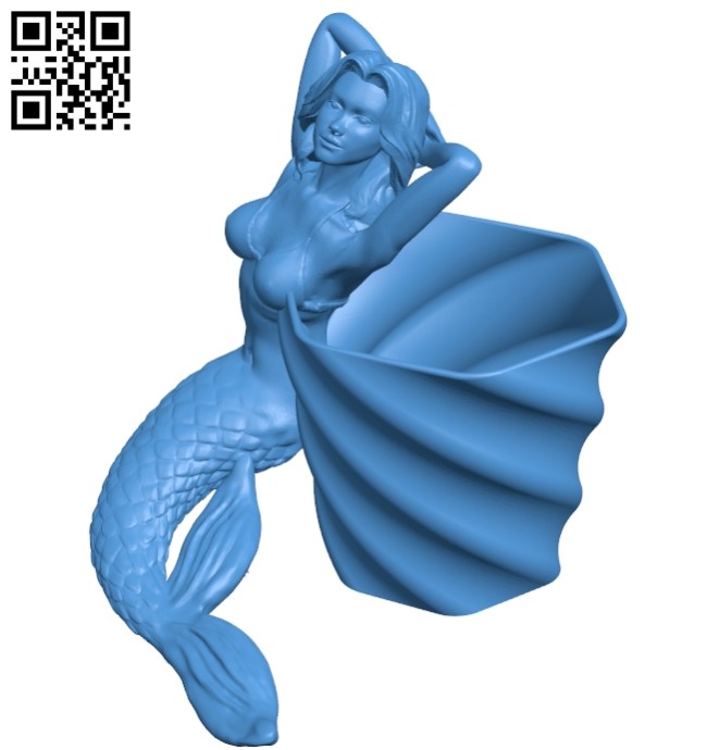 Mermaid Flower Pot B005238 file stl free download 3D Model for CNC and 3d printer