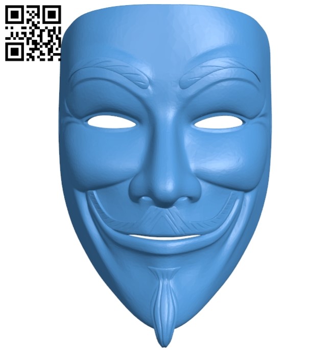 Mr V - Anonymous mask B005199 file stl free download 3D Model for CNC and 3d printer