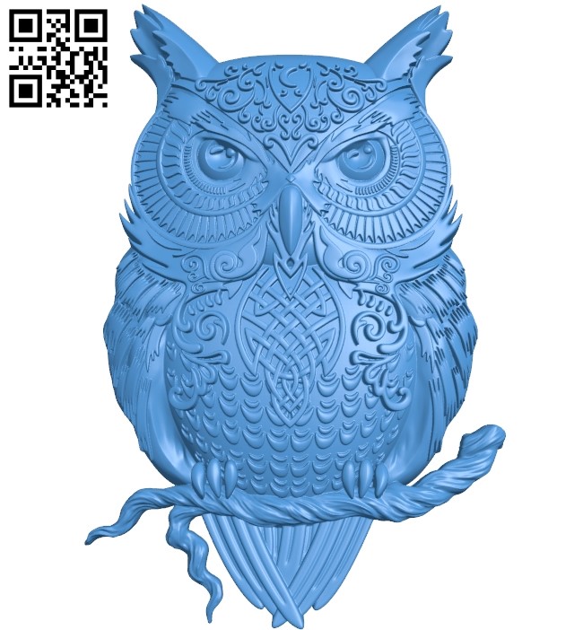 Owl pattern A003714 wood carving file stl for Artcam and Aspire free art 3d model download for CNC