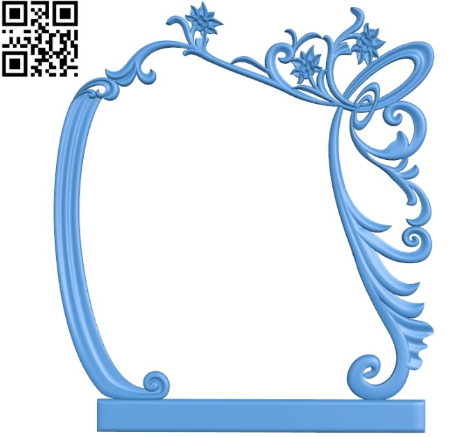 Pattern frame Flower A003633 wood carving file stl for Artcam and Aspire free art 3d model download for CNC