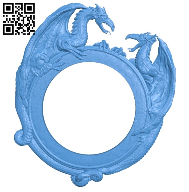 Round dragon frame A003728 wood carving file stl for Artcam and Aspire free art 3d model download for CNC
