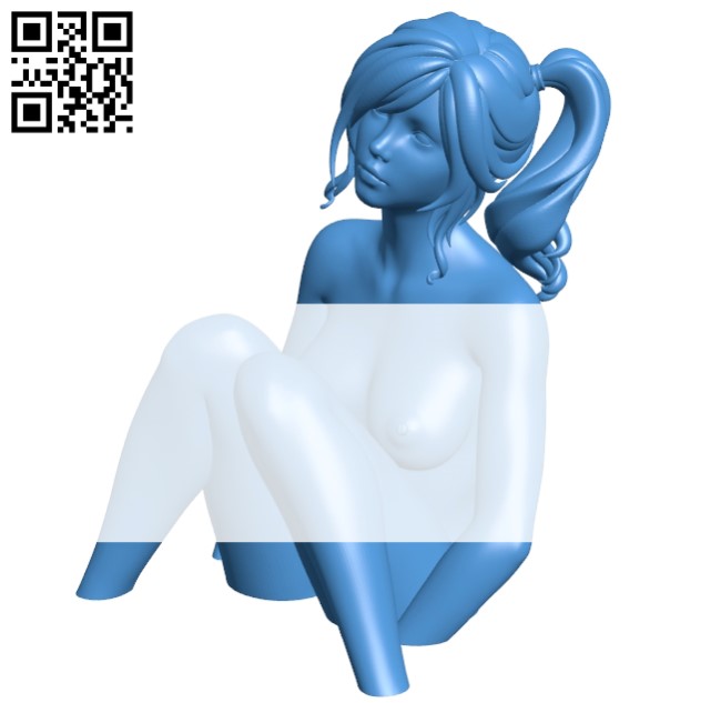 Sitting cartoon girl B005087 file stl free download 3D Model for CNC and 3d printer