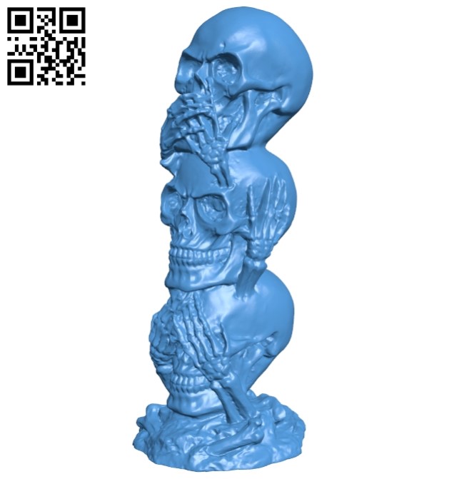 The Three Wise Skulls B004996 file stl free download 3D Model for CNC and 3d printer
