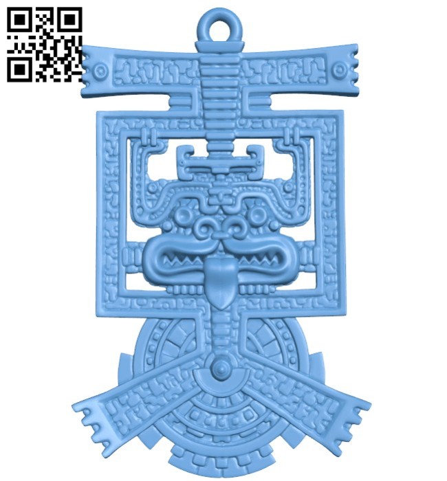 Aztec pendant B005706 download free stl files 3d model for 3d printer and CNC carving
