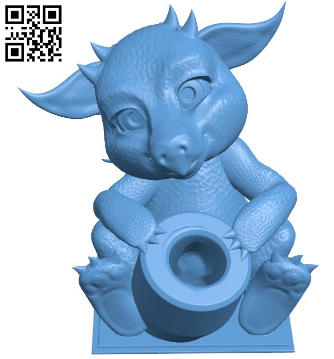 Baby dragon pen pot B005727 download free stl files 3d model for 3d printer and CNC carving