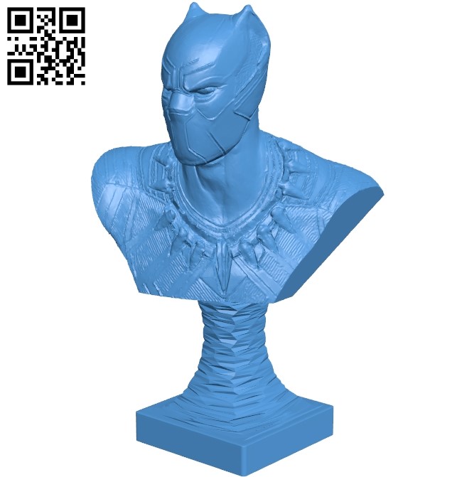 Black panther bust B005597 download free stl files 3d model for 3d printer and CNC carving