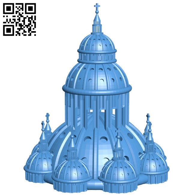 Church dome house B005619 download free stl files 3d model for 3d printer and CNC carving