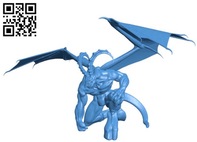 Demon kneeling B005277 file stl free download 3D Model for CNC and 3d printer