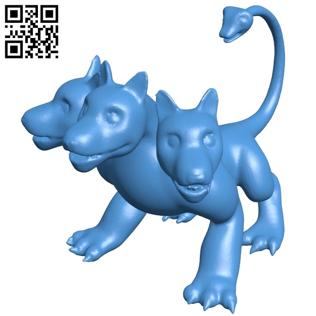 Dog cute cerberus B005665 download free stl files 3d model for 3d printer and CNC carving