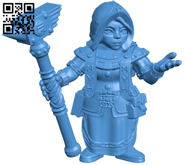 Dwarf woman rune priest B005434 file stl free download 3D Model for CNC and 3d printer