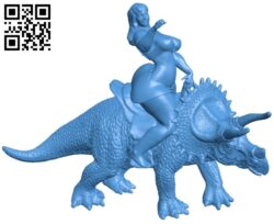 Girl riding dinosaur B005539 download free stl files 3d model for 3d printer and CNC carving