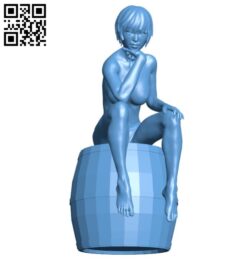 Girl sitting on barrel B005702 download free stl files 3d model for 3d printer and CNC carving
