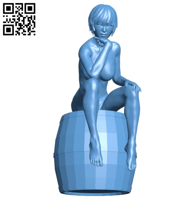 Girl sitting on barrel B005702 download free stl files 3d model for 3d printer and CNC carving