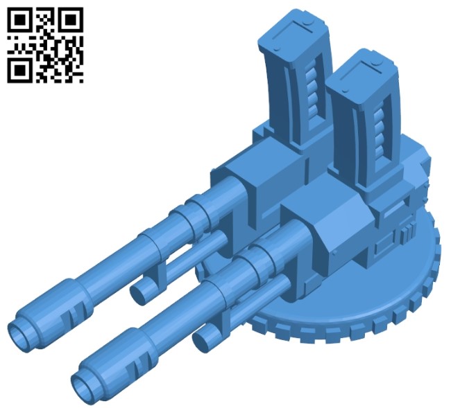 Gun twin autocannon B005670 download free stl files 3d model for 3d printer and CNC carving