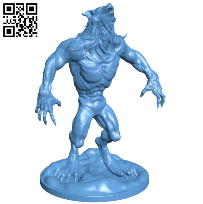 Howling werewolf B005709 download free stl files 3d model for 3d printer and CNC carving