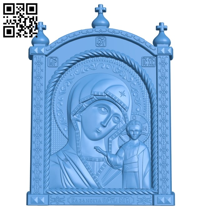Icon Kazan Mother of God A004008 wood carving file stl free 3d model download for CNC