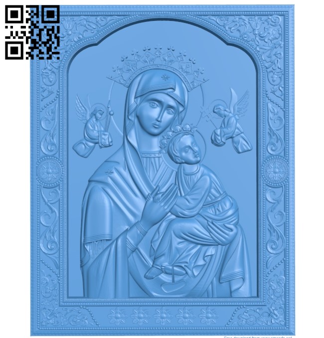 Icon Passionate icon of the Mother of God A003832 wood carving file stl free 3d model download for CNC