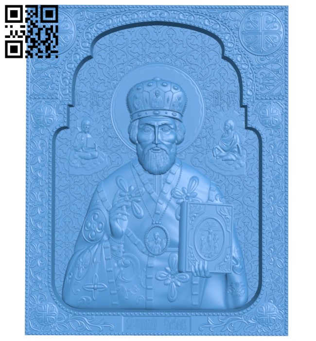 Icon of Nicholas the Wonderworker A003835 wood carving file stl free 3d model download for CNC