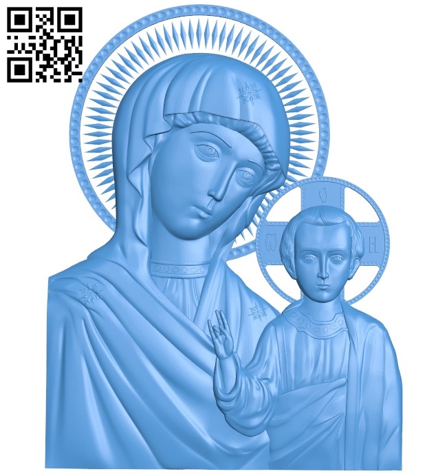 Icon of Our Lady of Kazan A003843 wood carving file stl free 3d model download for CNC