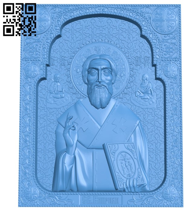 Icon of Saint Cyprian A003850 wood carving file stl free 3d model download for CNC