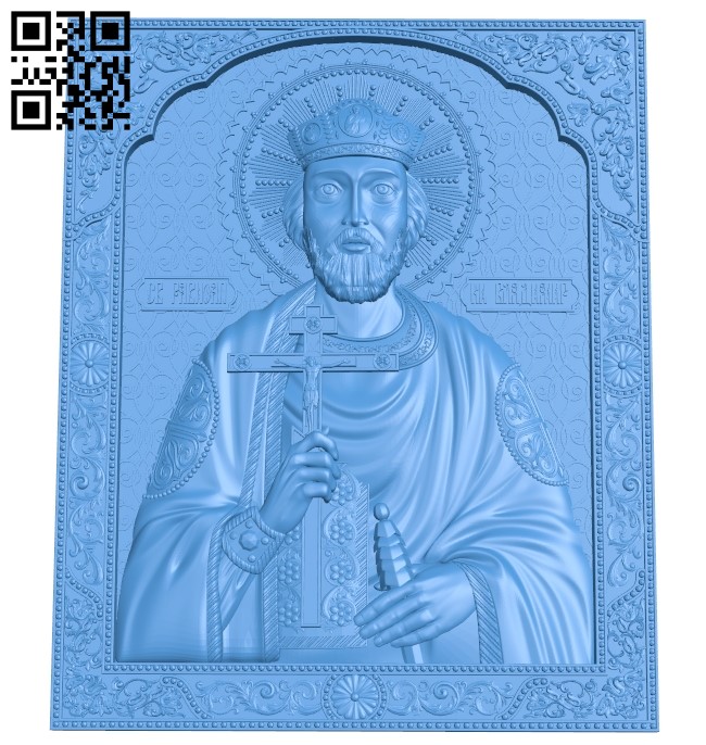 Icon of Saint Vladimir A003831 wood carving file stl free 3d model download for CNC